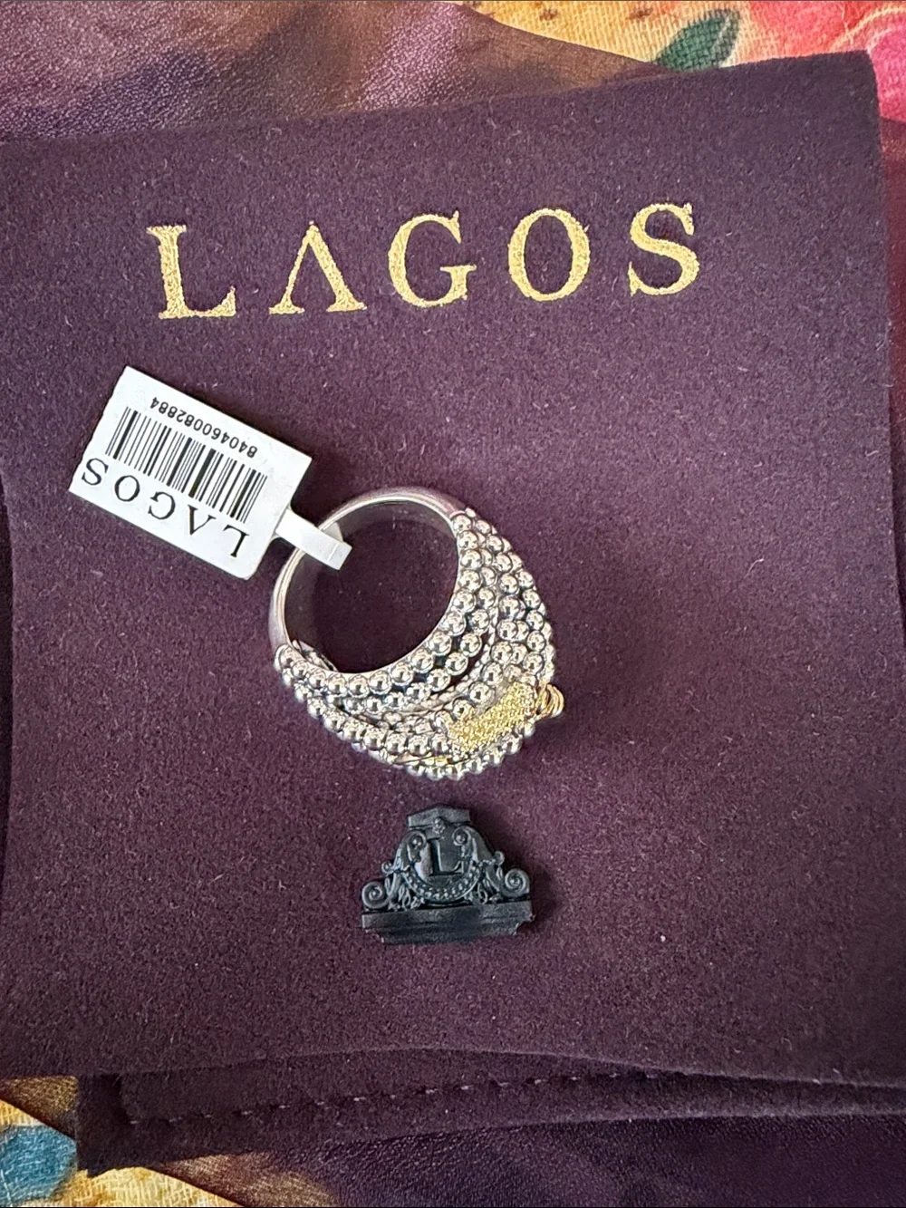 LAGOS S/S and 18kGold caviar icon element domed statement ring size 8 NWT!